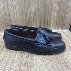 Allen Edmonds Bridgeton Loafers Mens Shoes 10.D Burgundy Brogue Kiltie Tassel
